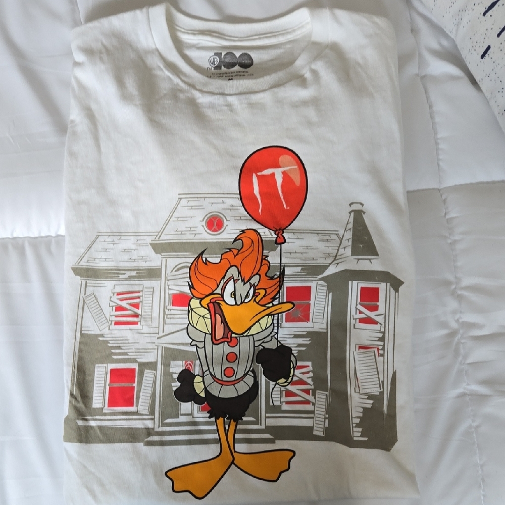 White Graphic T-Shirt with Cartoon Print